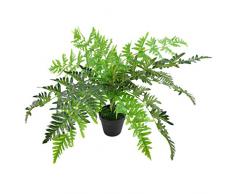Leaf Hoja 50 cm Planta perenne Artificial, Olla de plástico Negro, Helecho Frontal (LEAF-7145)