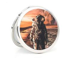 Espejo de Maquillaje Circular pequeño Plegable Doble Espejo para Bolsillo Astronauta de 2.75 Pulgadas