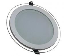 V-TAC 4740 - Luminaria de techo empotrable redonda led (cristal 8 W 3000 K cálida luz blanca 450 a 550 lm ángulo de dispersión de 120° 100 x 40 mm con fuente de alimentación no regulable VT-602G RD)
