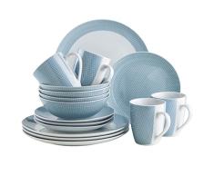 MÃSER Kitchen Time II - Vajilla para 4 personas (porcelana, 16 piezas), color azul