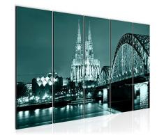 Imagen de Colonia de pared 200 x 80 cm â Lienzo de lienzo XXL formato pared imÃ¡genes de salÃ³n decoraciÃ³n de impresiones artÃ­sticas turquesa 5 piezas â Fabricado en Alemania â listo para colgar 605055b