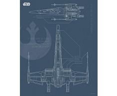 Komar Wandbild Von Star Wars Blueprint X-Wing | Kinderzimmer, Jugendzimmer, Dekoration, Kunstdruck | ohne Rahmen | WB179-40x50 fotomural, carbÃ³n