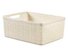 CURVER Cesta Jute 100% plástico Reciclado Rectangular, Blanco Roto, M: 12 L