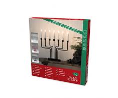 Konstsmide 3528Â âÂ -215tr metal Candelabro, color blanco lacado/7Â bombillas transparentes, transformador interior de 24Â V, cable blanco