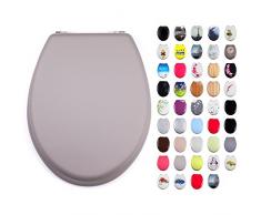 MSV Gris de Madera de Densidad Media de Acero Inoxidable de Tacto Suave Asiento para Inodoro con Tapa, Beige