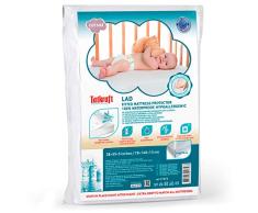 Tatkraft Lad Protector de Colchon Ajustable Impermeable para Cuna, Transpirable, Hipoalergenico, Antiacaros, Antibacteriano, de Tela Organica Terry Suave de Bambu 140 X 70 X 13 cm