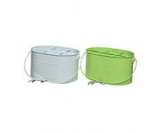 KITCHEN GOODS & MORE 83256 Porta Botellas de Zinc con Abridor, Blanco/Verde Lima, 24.5 x 16.7 x 20 Cm