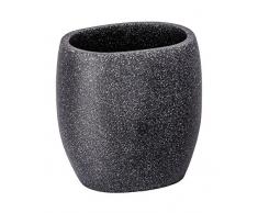 Wenko Puro Vaso para Cepillos de Dientes, Poliresina, Antracita, 6.5x9.4x9.4 cm