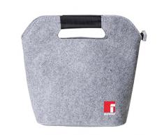 Bergner Walking Business Set hermético 2 Capas + Cubiertos + Bolsa isotérmica, Fieltro, Gris y Negro, 34x16x28 cm