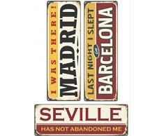 Plage Decoración Mural Adhesiva con Diseño Placas Vintage, Vinilo, Multicolor, 48x68 cm