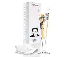 RITZENHOFF 0.2 Litre Olaf Hajek Paradiesvogel Champus White Label Champagne Glass with Napkin