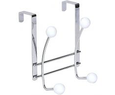 TENDANCE Perchero Metal 4 Ganchos-Cromado/Blanco, 15,5x12,5x20cm