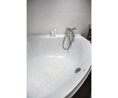 Alfombrilla Antideslizante Blanca Fabricada en Italia, Resistente al Moho, antibacteriana, con Ventosa, Alfombrillas de baÃ±o Antislip, 38 x 79 cm, 100 % PVC.