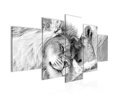 Runa Art 002151c - Cuadro de pared (200 x 100 cm, lienzo XXL, 5 piezas, fabricado en Alemania, listo para colgar), diseÃ±o de leones