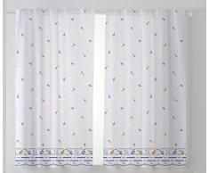 Cardenal Textil Mara Cortina Cocina Visillo, Tela, Azul, Pack 2 100 x 140 cm
