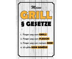 Schatzmix Blechschild Spruch Meine Grill Â§ Gesetze Metallschild 20x30 Deko Tin Sign SeÃ±al metÃ¡lica, hojalata, Multicolor, 20 x 30 cm