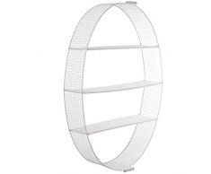 DRW EstanterÃa Ovalada de Pared con 3 baldas de Madera Abeto e Hierro en Blanco 61x19x90cm