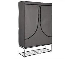 WOLTU SS5030 XXXL Deluxe Altura 180 cm Armario plástico EstanterÃa, Armario Perchero Camping Armario, plástico Armario Plegable con Perchero con estantes de Metal, 118 x 46 x 180 cm (Gris)
