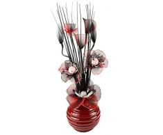 Flourish Broche de la flor Artificial en florero rojo, rojo/negro, 75 cm