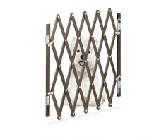 Relaxdays Barrera Seguridad Perro M, Valla Protección Escalera, Plegable, hasta 96 cm Extensión, Reja 60 cm Alto, Marrón
