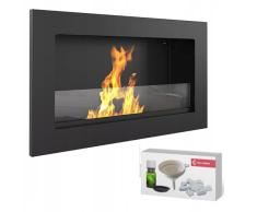 KRATKI Golf Chimenea Interior de bioetanol + Guijarros + Embudo + Set de aromaterapia Biocontenedor de Pared 0,2 l Acero Pintado en Polvo Certificado TÃV con acristalamiento 36 x 62 cm