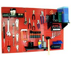 Wall Control 30-WRK-400RB - Organizador de herramientas de metal para banco de trabajo, color rojo y negro