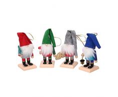 Paquete de 4 gnomos Mixtos para decoración de árbol y Mesa de 12 cm de Altura