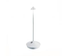 Zafferano Pina Pro, Lámpara LED de Mesa Inalámbrica Recargable, Dimmer touch 2700K, IP54 Uso Interior/Exterior, BaterÃa Larga Duración, Estructura en Aluminio, H29cm â Blanco