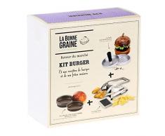La Bonne Graine - Kit burger - 1 cortador de patatas fritas - 1 prensa de carne picada - 4 moldes para pan Gobel - 29 x 14 x 29 cm