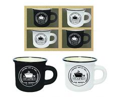 Decoración Bistrot Lotto 12 Cajas 4 Tazas Bistrot Decoro café B/N, H 5 à 6 cm