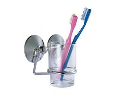 MSV Porta CEPILLOS DE Dientes Super VENTOSAS, Acero, Cromado, 10.5x9.5x6 cm