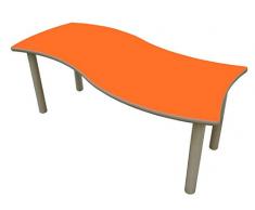 Mobeduc 600561.6H191 - Mesa infantil rectangular, onda, talla 1, madera, color haya y naranja
