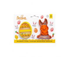 Decora 0255060 - Juego de 2 cortapastas de conejo y huevo decorados en plÃ¡stico