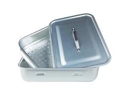 Agnelli Ollas Rectangular Vapor con Tapa, 2 Asas, Aluminio, Plata, 50x33 cm