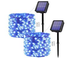 Luces Solares LED Exterior Jardin, 2 Pack Guirnaldas Luces Exterior Solar 2Ã120 LED12M Impermeables Cadena de Luces Decoracion para JardÃn, Dormitorio, Muebles, Patio, Terraza, Balcón, Fiestas, Bodas