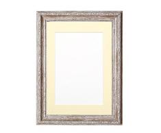 Paintings Frames 20 x 16 Pulgadas para 12 x 16 Pulgadas - Cuadro Decorado Shabby Chic Marco de Foto/póster - con Tablero de Soporte de MDF - Marco de Nogal con Montaje Marfil