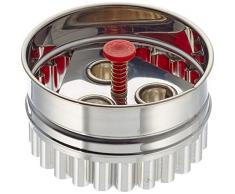 StÃ¤dter groÃe Ausstechform Linzer mit Auswerfer (3 Loch) Cortador de Galletas, Acero Inoxidable, Plata/Rojo, 6.5x6.5x4 cm