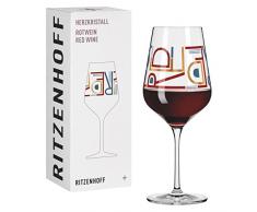 RITZENHOFF 3001010 Copa de vino tinto 500 ml â Serie Herzkristall NÂº 10 Vaso con letras de oro rosa fabricado en Alemania, azul, rojo y oro rosa