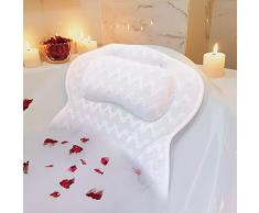 ADOV Almohada de Baño, Lujo Ergonómico CojÃn Baño con 6 Ventosas Antideslizantes, Suave Cómoda Bañera Reposacabezas con Malla Aire 3D Soporte para Espalda Hombros y Cuello, Adecuado para Jacuzzi SPA