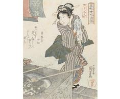 Kuniyoshi Japanese Woman At The Waterbasin Premium Wall Art Canvas Print 18X24 Inch japon�s Mujer Agua pared
