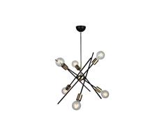 Homemania 1559-73-06 Lámpara de Mesa Oval Black, Araña, Lámpara de Techo, Metal, Negro/Oro, 55 x 55 x 106 cm, 6 x E27, Max 40W