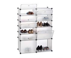 Relaxdays Zapatero Modular con 12 Compartimentos, Plástico, Transparente, 125 x 94 x 37 cm