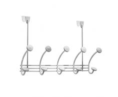 InterDesign Hex Perchero para puerta con 10 colgadores de prendas, perchero compacto de metal para ropa, toallas, bolsos, sombreros, etc, blanco