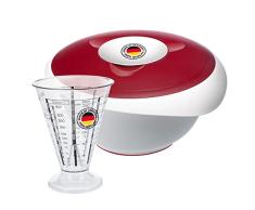 Westmark Set de horneado: 1 cuenco para mezclar y hornear con tapa dividida (3,5 l) + 1 vaso medidor con cono de medición de plástico, color blanco, rojo y transparente (315522E8)