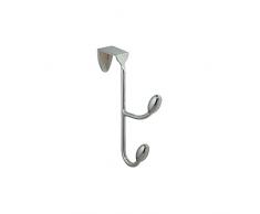 iDesign Gancho doble para colgar de las puertas, compacto perchero de puerta de metal para prendas o accesorios, colgador de ropa para baño o dormitorio, plateado