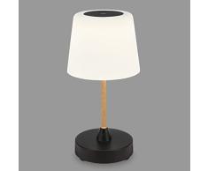 Briloner - LÃ¡mpara de mesa LED a pilas, regulable, lÃ¡mpara de mesa LED de cristal sin cable, funciÃ³n tÃ¡ctil, 3.300K blanco cÃ¡lido, aspecto de madera negra, 300x125 mm (HxD)