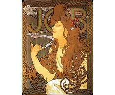 Legendarte Alfons Mucha Cartel para el Papel de Fumar Job ImpresiÃ³n Digital sobre Lienzo, cm. 60x80