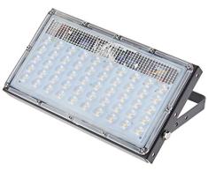 JANDEI - Proyector LED negro 50W, ultra slim, ensamblable, blanco cÃ¡lido 3000K, para exterior, brazo pared, techo