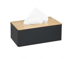 Relaxdays Caja de Toallas con Tapa de bambÃº para baÃ±o de diseÃ±o Moderno de plÃ¡stico, 10 x 26 x 14 cm, Color Negro y Natural