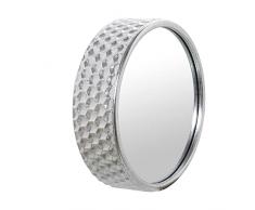 DRW Espejo de Pared Redondo de Metal Plateado 30x8,5cm, INT. 27,5cm